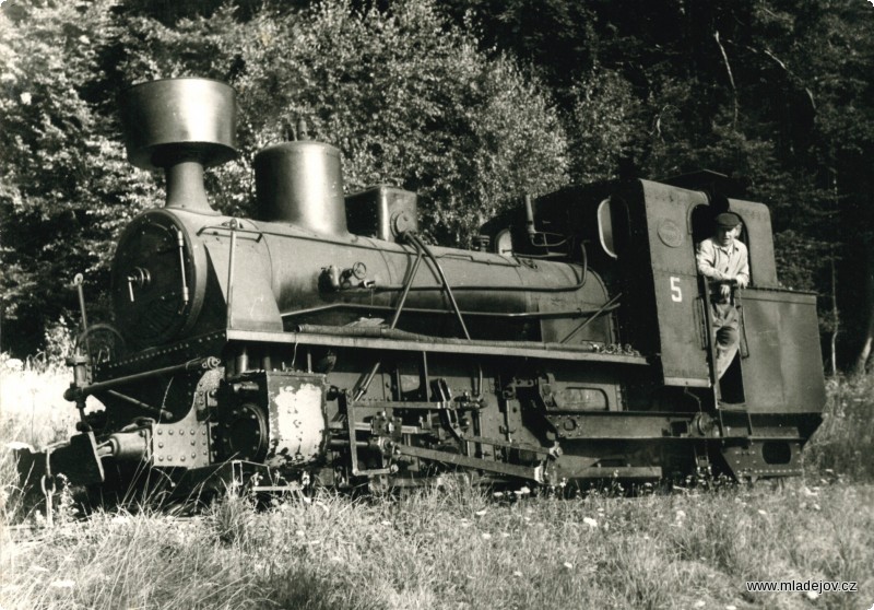 Fotografie Téměř pohlednicová fotografie lokomotivy č. 5, pravděpodobně na Vekslu.