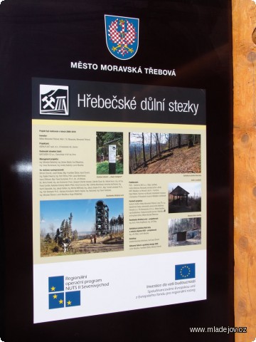 Fotografie Úvodní informační tabule k&nbsp;Hřebečským důlním stezkám.