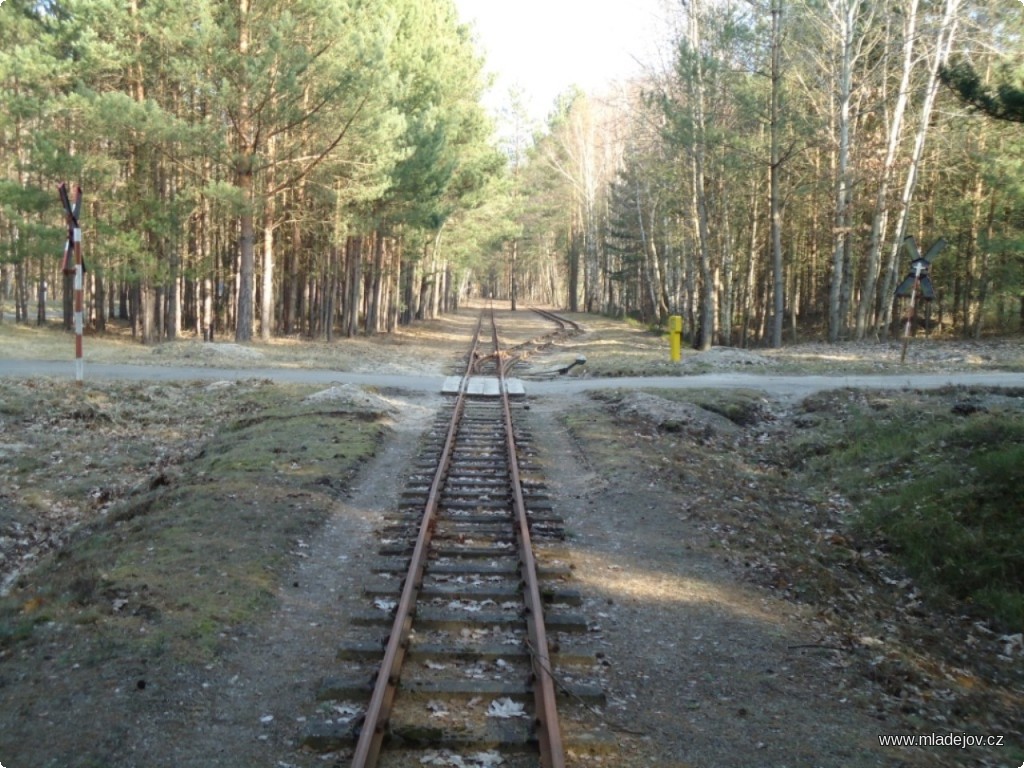 Fotografie Výhybna Trebendorfer Wasserstelle, pohled zpět k&nbsp;Bílé Vodě.
