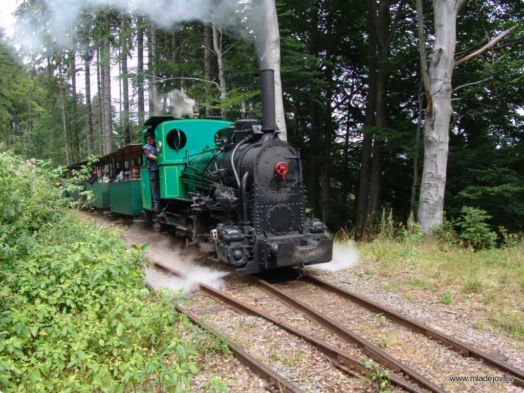 Fotografie Provoz na úzkorozchodné dráze zajišťovala po celý den zejména parní lokomotiva č. 1.