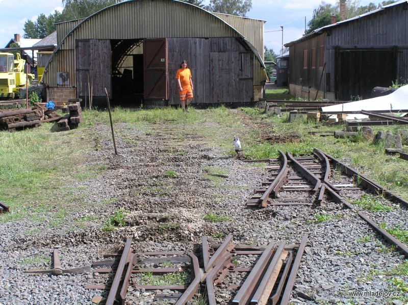 Fotografie Kvůli opravě byla snesena i výhybka mezi levou a střední kolejí.