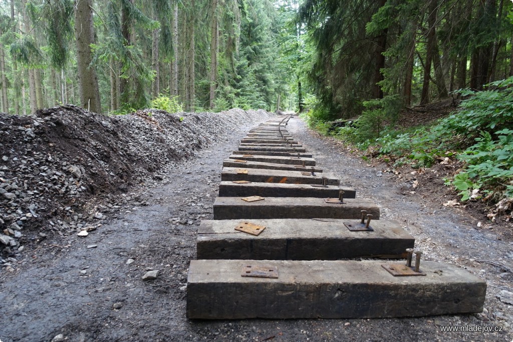 Fotografie Pár dní vpřed a tady se již díváme na připravenou stopu nové trati.