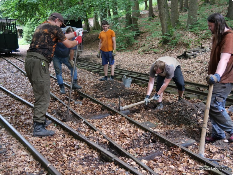 Fotografie Ani výhybku na Nové Vsi neminula oprava. Na mladějovském zhlaví jsou pražce na výměnu.