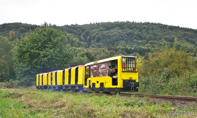 Fotografie Celý den byl v&nbsp;provozu i důlní vlak s&nbsp;lokomotivou DH 35.